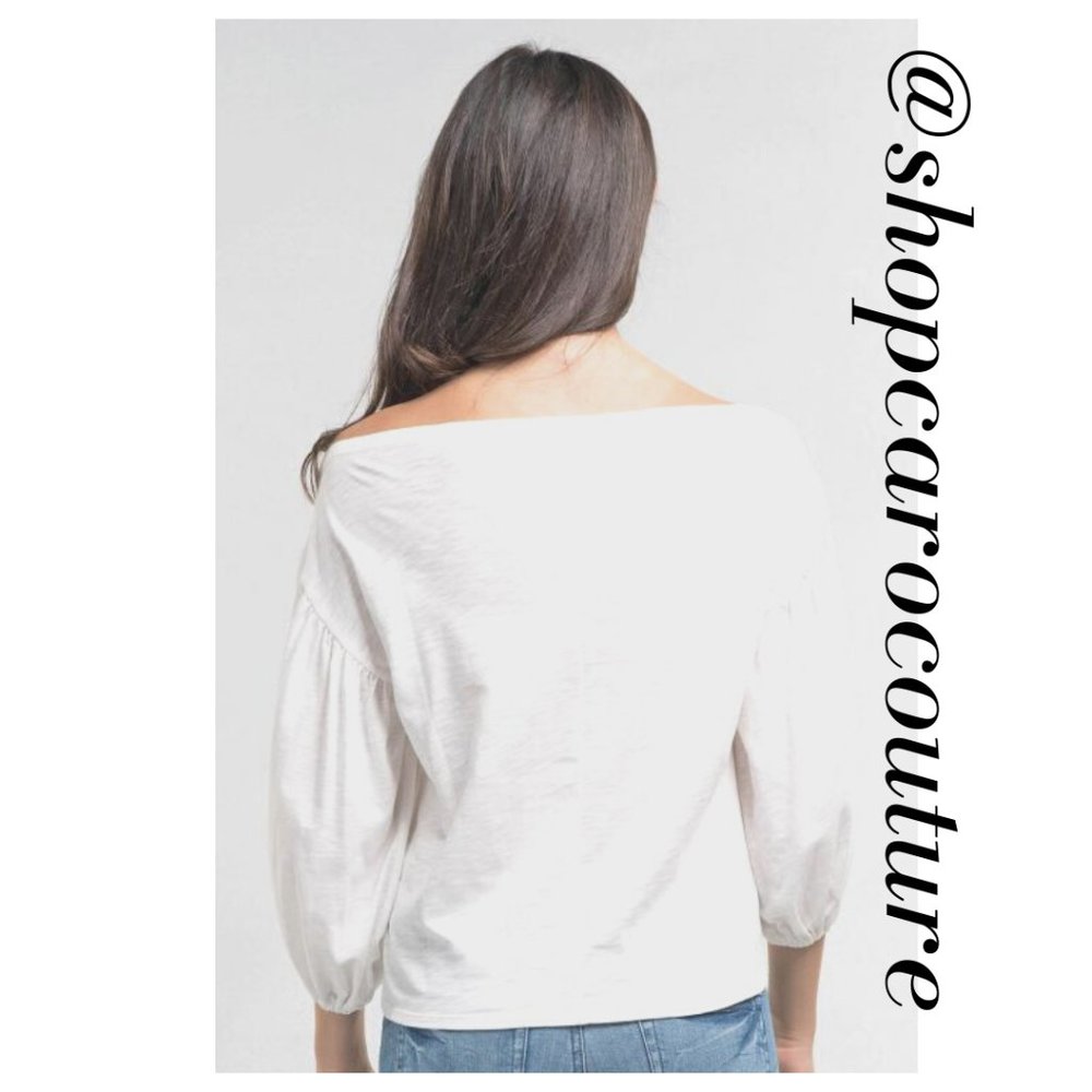 Balloon Sleeve  Boat-neck Top - Picture 4 of 7